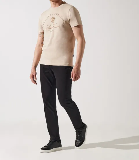 IZAC - T-shirt col rond brodé beige GUY