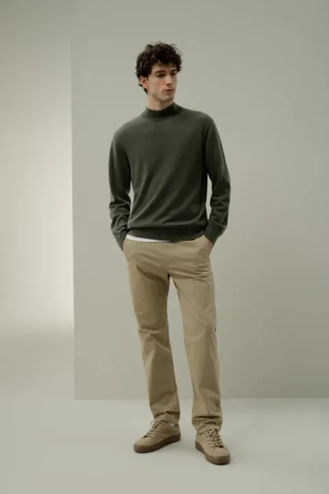 LILYSILK Pull Col Montant En Cachemire Pour Bébé Hommes Poignets Et Ourlet Côtelés Prolongés Noir Xl