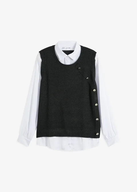 Pull à empiècement chemisier