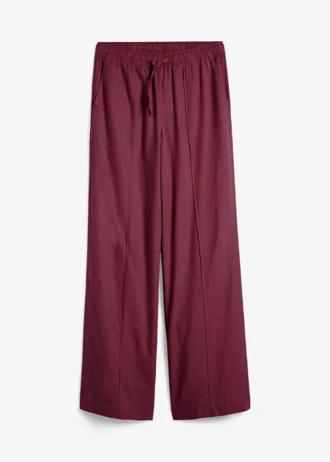Pantalon palazzo léger en lin et viscose