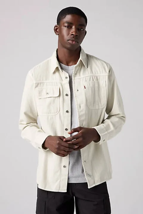 Levi's Chemise Auburn Worker - Homme - Gris / Harp Silver Birch Garment Dye - 2XL