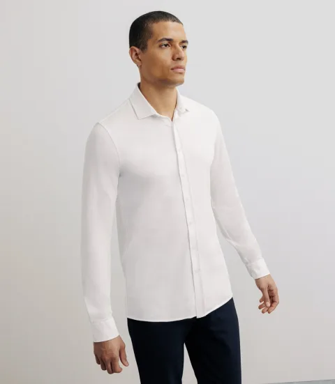 IZAC - Chemise slim en maille blanche