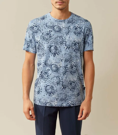 IZAC - T-shirt col rond imprimé bleu ciel ''Xavier''