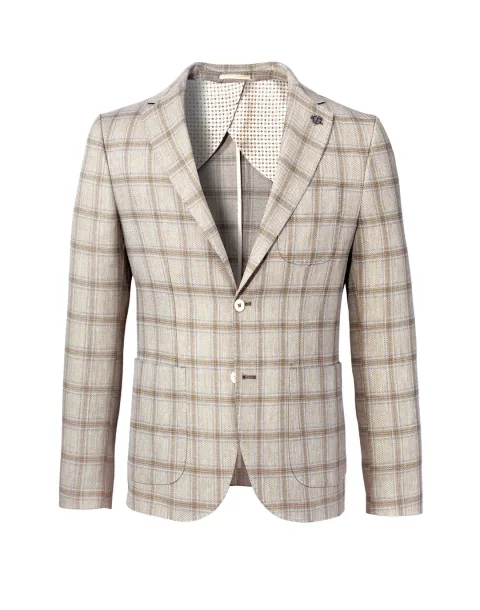 IZAC - Veste casual carreaux beige