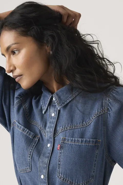Levi's Robe Longue Et Manche Longue Journey - Femme - Bleu / Celestial Blue - XS