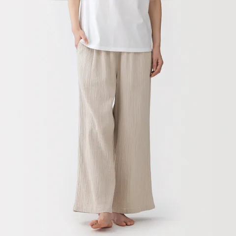 Pantalon de détente en gaze crêpe pour femme