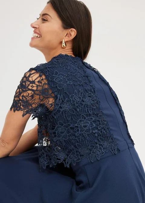 Robe midi avec empiècement dentelle