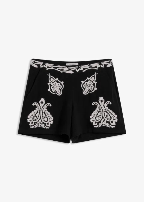 Short brodé en viscose mélangée