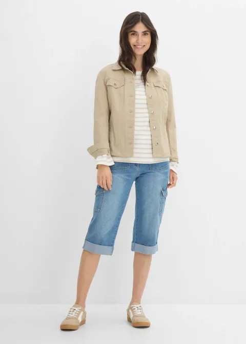 Jean cargo extensible, taille mi-haute