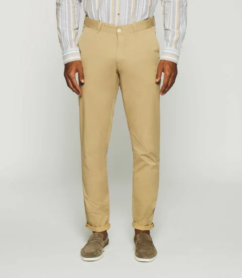 IZAC - Pantalon slim à imprimé beige PEPS
