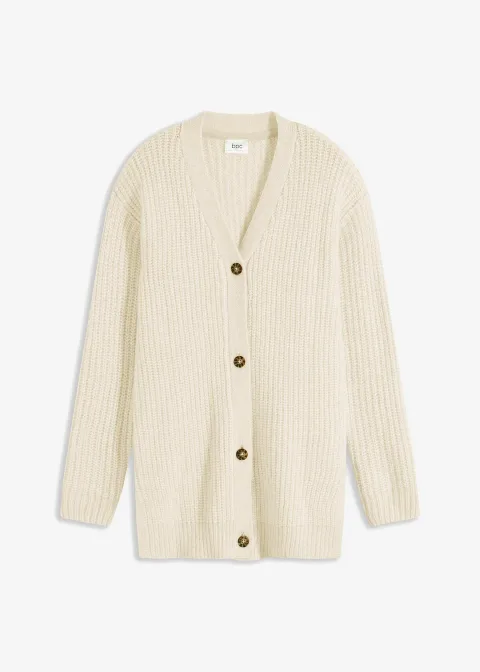 Gilet doux en grosse maille de laine mélangée