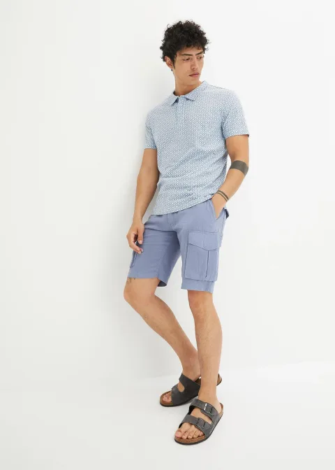 Bermuda cargo avec lin et ceinture, Regular