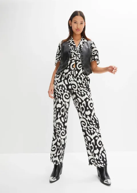 Pantalon large en viscose texturée