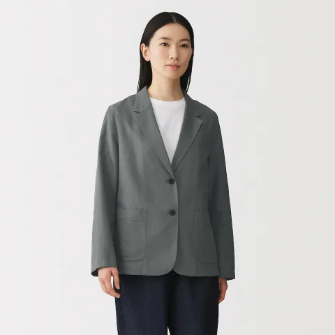 Veste sur mesure en sergé de mélange de chanvre pour femme