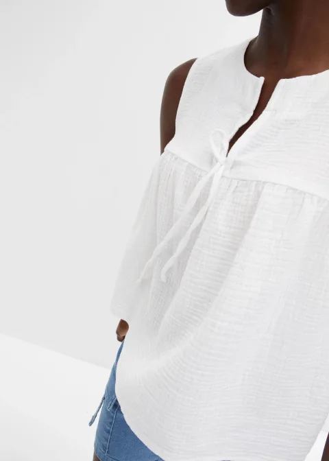 Blouse sans manches en gaze de coton