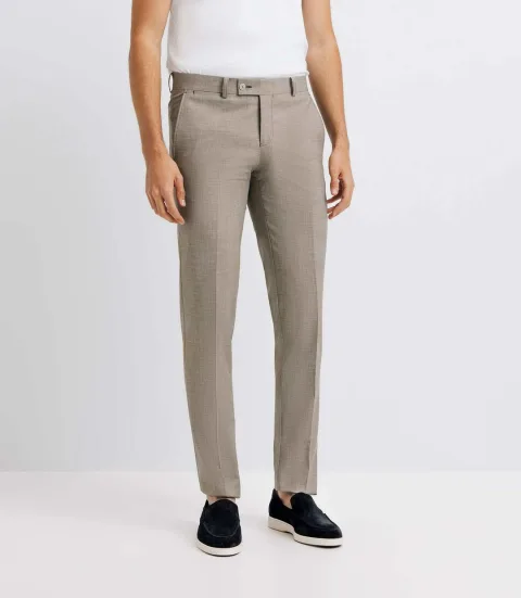 IZAC - Pantalon ville motif pied de puce marron