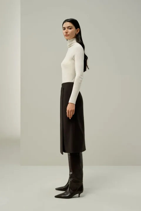 LILYSILK Jupe Femme en Laine et Soie Élégante à Drapé Asymétrique Americano 42