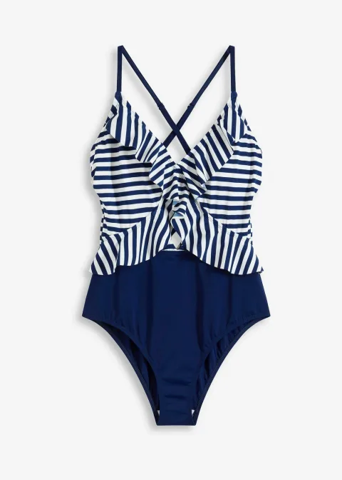 Maillot 1 pièce à volants et découpe