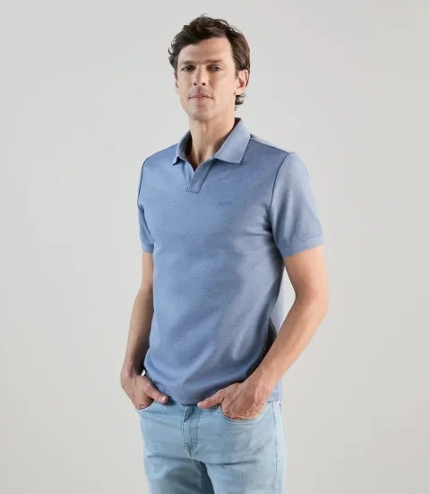 IZAC - Polo col ouvert indigo