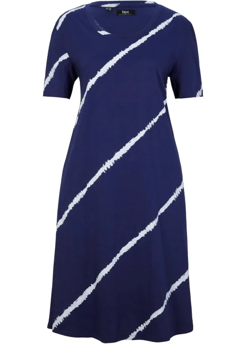 Robe trapèze en jersey de coton avec poches, long. genou