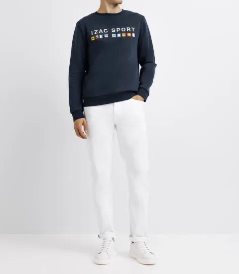 IZAC - Pull sweat avec drapeaux marine