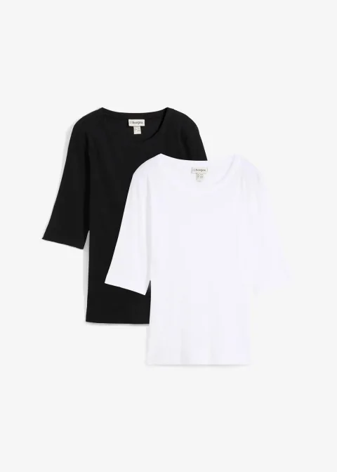 Lot de 2 t-shirts en coton côtelé
