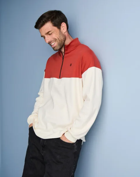 Sweat zippé en Coton BIO - Tomette - Lemahieu