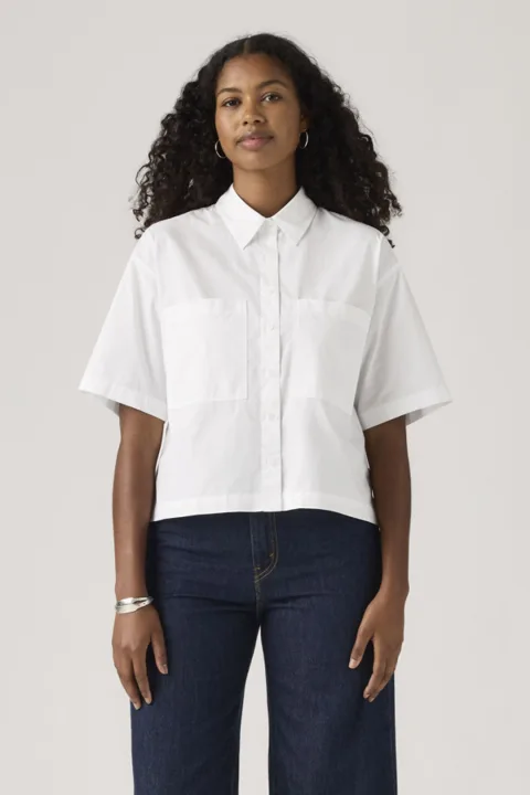 Levi's Chemise Manche Courte Crop Harlie - Femme - Blanc / Bright White - 2XS