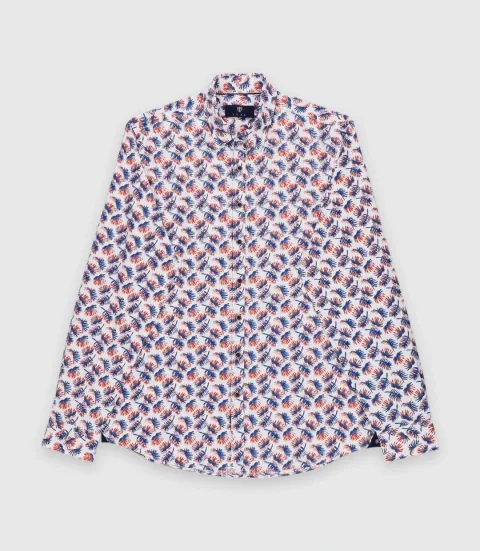 IZAC - Chemise regular à imprimé blanche et rouge KAOSOUT