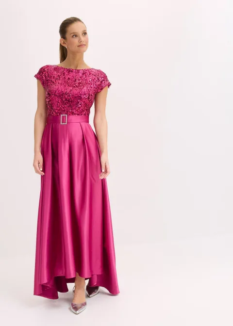 Robe de soirée en satin brillant et sequins