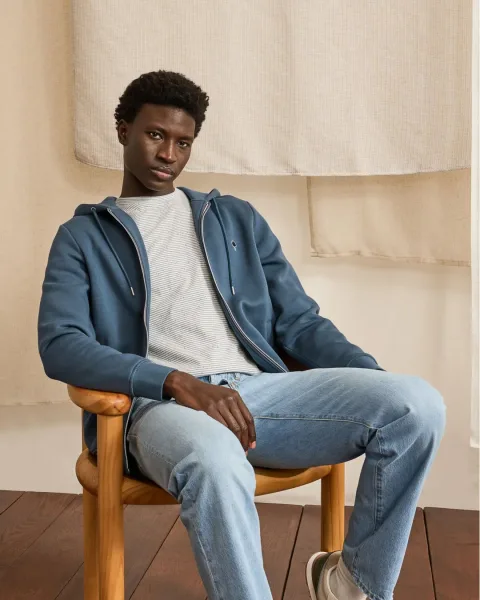 Sweat zippé bleu gris - MESNIL