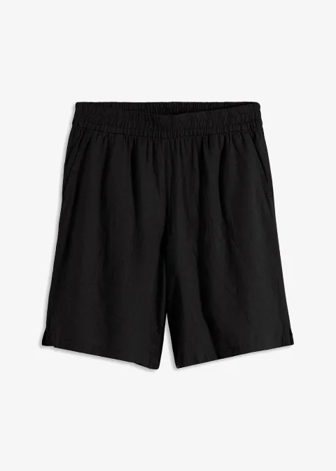 Short en lin mélangé avec taille élastiquée