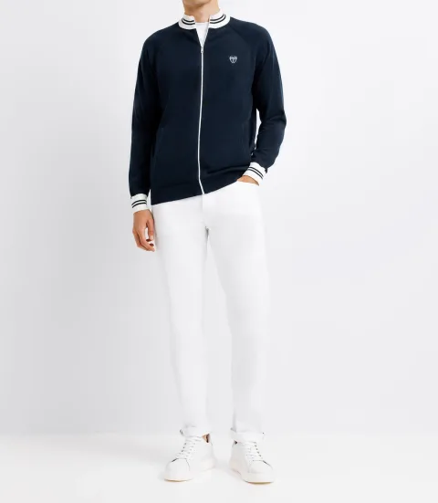 IZAC - Pull gilet col teddy avec poches marine