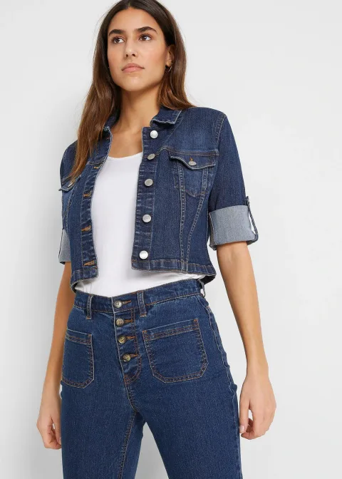 Veste courte en jean, manches 3/4