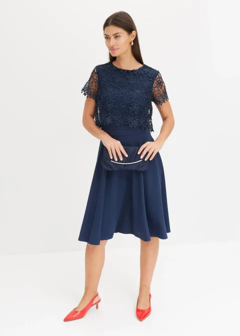 Robe midi avec empiècement dentelle