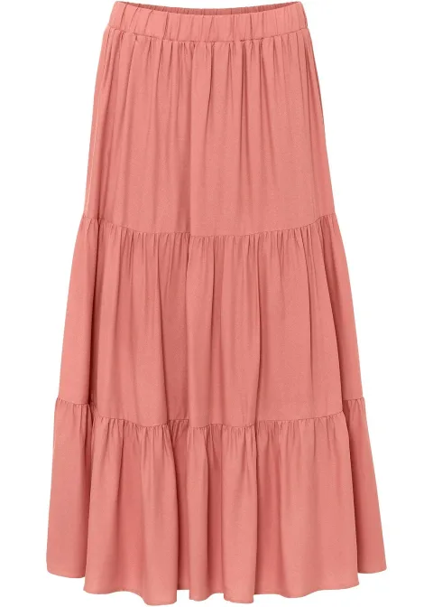 Jupe midi en viscose, effet froissé