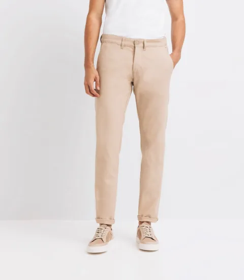 IZAC - Pantalon slack beige foncé