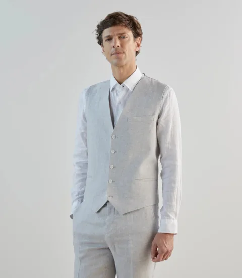 IZAC - Gilet ville 100% lin gris