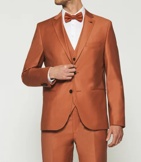 IZAC - Costume 2 boutons en laine orange FAVORI