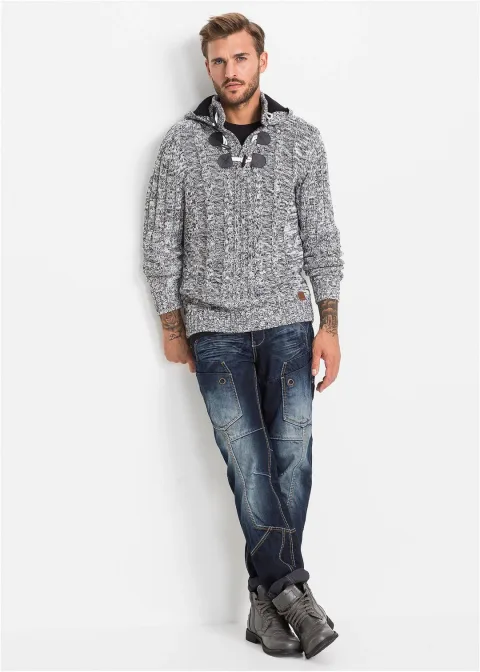 Pull à capuche en grosse maille de coton mélangé