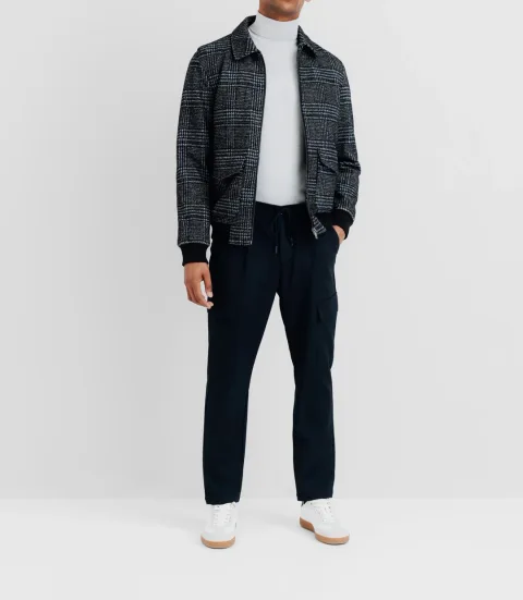 IZAC - Blouson en laine col chemise marine
