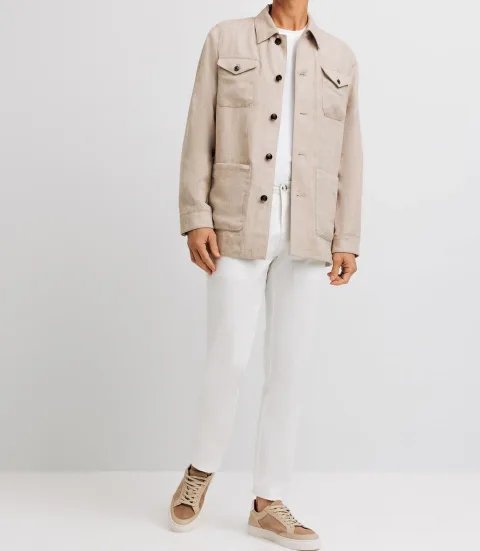 IZAC - Veste casual 100% lin beige