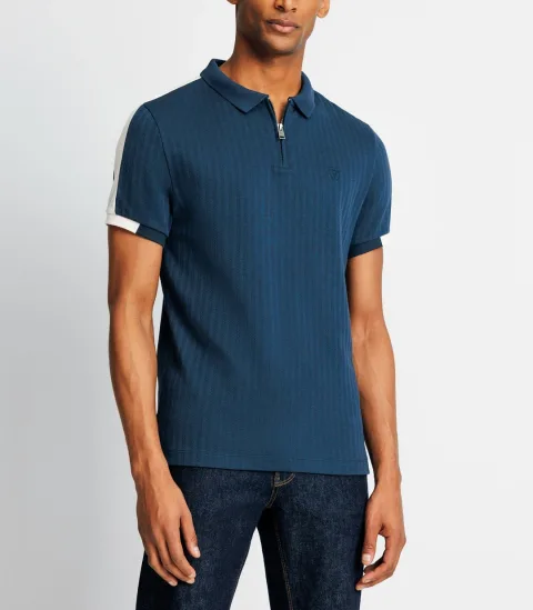IZAC - Polo gravé en coton marine