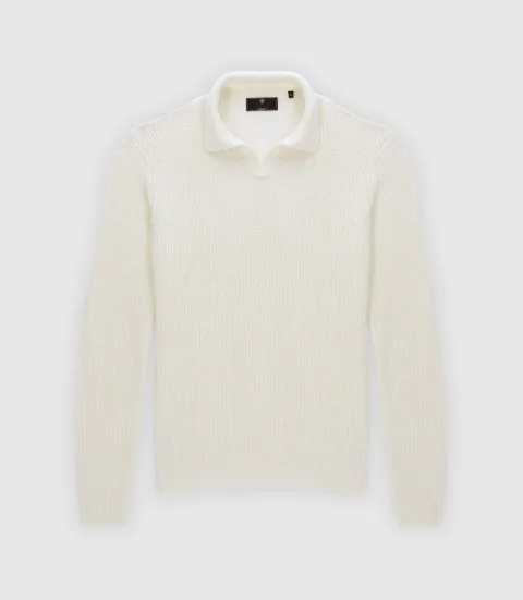 IZAC - Pull col polo ouvert écru