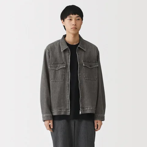 Veste à poches denim en kapok mélangé pour homme