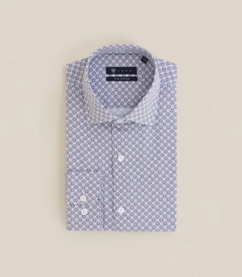 IZAC - Chemise ajustée avec col italien bleue
