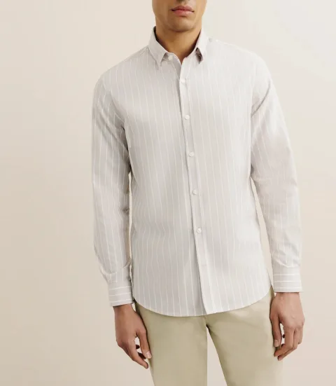 IZAC - Chemise regular rayée beige