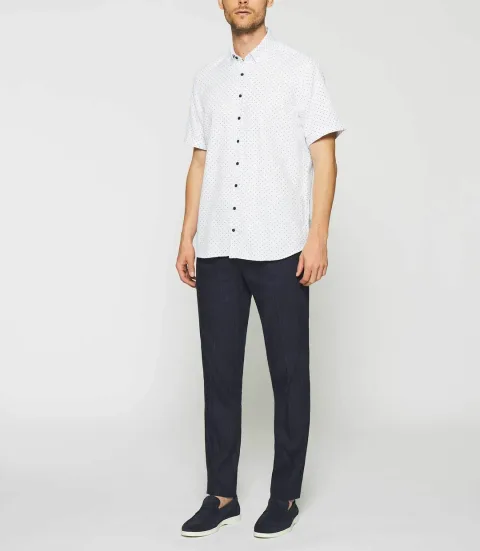 IZAC - Chemise blanche et bleu KEDDY