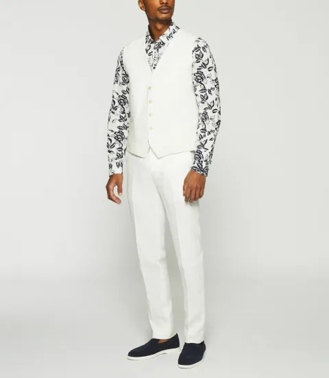 IZAC - Gilet de costume en lin blanc