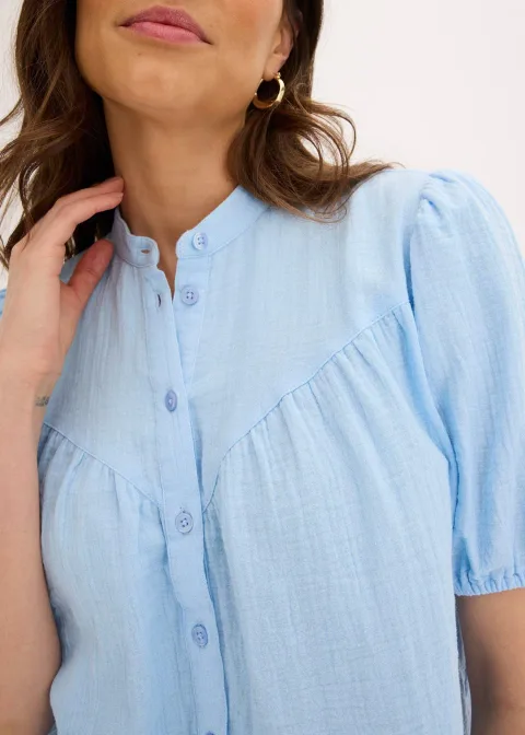 Chemisier manches courtes en gaze de coton